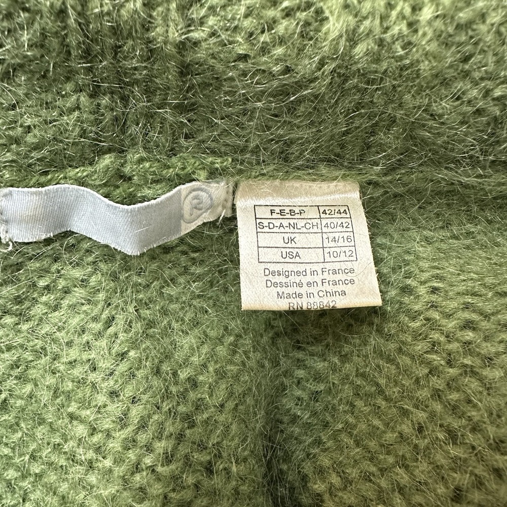 La Redoute Green Wool Mohair Blend Chunky Shawl Collar Sweater Cardigan Size M - Picture 3 of 7